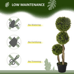 Homcom Potted Artificial Plants Boxwood Ball Topiary Trees Indoor Outdoor, 90Cm - thumbnail 6