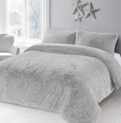 Homes & Linen Teddy Bear Fleece Long Fur Cuddles Alaska Luxury Duvet Cover Set Warm Cosy Soft Teddy Bedding Set