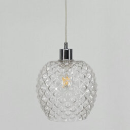 First Choice Lighting Set Of 2 Baine - Clear Textured Glass With Chrome Pendant Fittings - thumbnail 6
