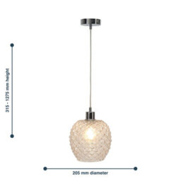First Choice Lighting Set Of 2 Baine - Clear Textured Glass With Chrome Pendant Fittings - thumbnail 8