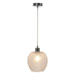 First Choice Lighting Set Of 2 Baine - Clear Textured Glass With Chrome Pendant Fittings - thumbnail 2
