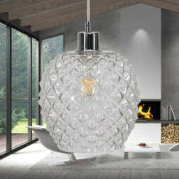 First Choice Lighting Set Of 2 Baine - Clear Textured Glass With Chrome Pendant Fittings - thumbnail 4