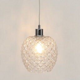 First Choice Lighting Set Of 2 Baine - Clear Textured Glass With Chrome Pendant Fittings - thumbnail 5