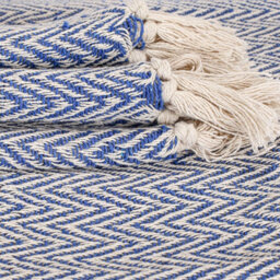 Ehc Cotton Handwoven Reversible Single Sofa Throw Arm Chair Cover 125 X 150 Cm - Navy Blue - thumbnail 4