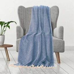 Ehc Cotton Handwoven Reversible Single Sofa Throw Arm Chair Cover 125 X 150 Cm - Navy Blue - thumbnail 2