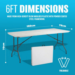 6Ft Heavy Duty Folding Table Portable Plastic Camping Garden Party Catering Outdoor Indoor Use Summer Garden Party Organiser - thumbnail 8