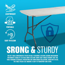 6Ft Heavy Duty Folding Table Portable Plastic Camping Garden Party Catering Outdoor Indoor Use Summer Garden Party Organiser - thumbnail 7