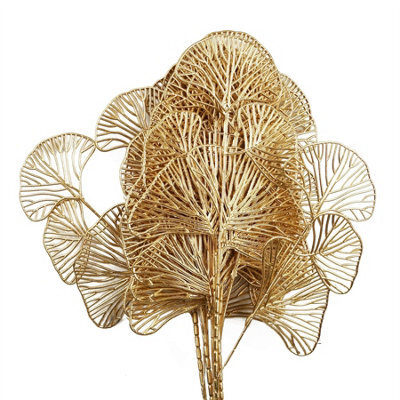 Leaf Pack Of 6 X 65Cm Golden Leaves Flower Arrangement Decoration - image 1