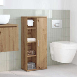 Berkfield Durable Bathroom Cabinet With Roll Holder Artisan Oak 39X22X90 Cm - thumbnail 3