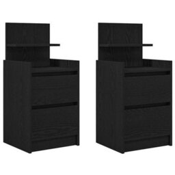 Berkfield Bedside Cabinets With 2 Drawers 2 Pcs Black 38X34X80 Cm - thumbnail 2