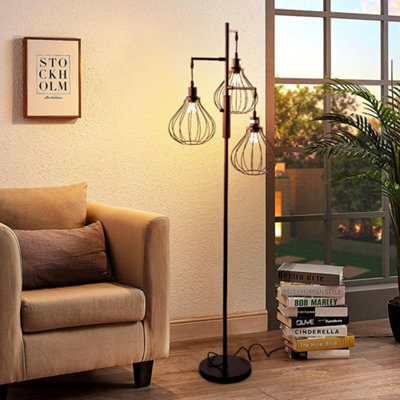 Darphe Modern Black 3-Head Metal Mesh Floor Lamp,living Room Bedroom Reading Light - image 1