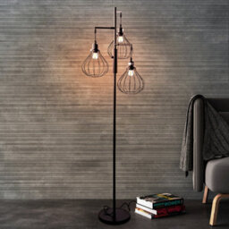Darphe Modern Black 3-Head Metal Mesh Floor Lamp,living Room Bedroom Reading Light - thumbnail 3