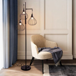 Darphe Modern Black 3-Head Metal Mesh Floor Lamp,living Room Bedroom Reading Light - thumbnail 2