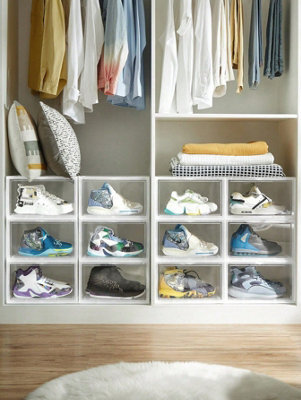 LEDREM Lsp06Cb Set Of 6 Stackable Shoe Boxes With Door Plastic Size Up To 36 X 28 X 22 Cm - image 1