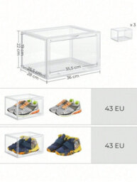 LEDREM Lsp06Cb Set Of 6 Stackable Shoe Boxes With Door Plastic Size Up To 36 X 28 X 22 Cm - thumbnail 9