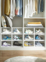 LEDREM Lsp06Cb Set Of 6 Stackable Shoe Boxes With Door Plastic Size Up To 36 X 28 X 22 Cm - thumbnail 1
