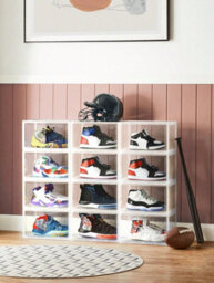 LEDREM Lsp06Cb Set Of 6 Stackable Shoe Boxes With Door Plastic Size Up To 36 X 28 X 22 Cm - thumbnail 3