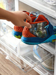 LEDREM Lsp06Cb Set Of 6 Stackable Shoe Boxes With Door Plastic Size Up To 36 X 28 X 22 Cm - thumbnail 5