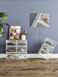 LEDREM Lsp06Cb Set Of 6 Stackable Shoe Boxes With Door Plastic Size Up To 36 X 28 X 22 Cm - thumbnail 4