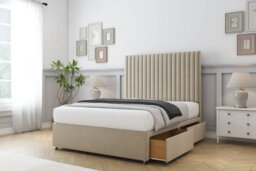 "Sloomy Manhattan Almond Coniston Divan Bed With Mattress 2 Drawers Same Side With 26"" Strutted Headboard 2'6 Small Single" - thumbnail 3