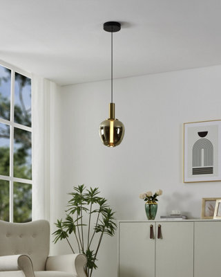 Eglo Fruitera Pendant Light, Brushed Brass & Gold Vapourised Glass, Touchless Sensor Control, Tuneable White Led - image 1