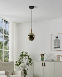 Eglo Fruitera Pendant Light, Brushed Brass & Gold Vapourised Glass, Touchless Sensor Control, Tuneable White Led - thumbnail 2