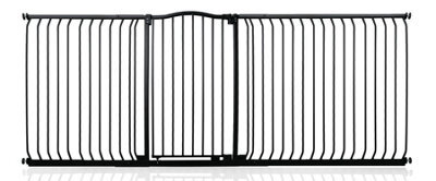 Bettacare Extra Tall Curved Top Dog Gate, 234Cm - 243Cm, Matt Black, Extra Tall 100Cm In Height, Pressure Fit Pet Gate - image 1