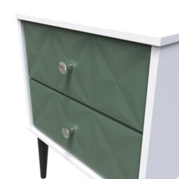 Toledo 2 Drawer Bedside Cabinet In Labrador Green & White (Ready Assembled) - thumbnail 4