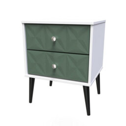 Toledo 2 Drawer Bedside Cabinet In Labrador Green & White (Ready Assembled) - thumbnail 3