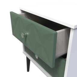 Toledo 2 Drawer Bedside Cabinet In Labrador Green & White (Ready Assembled) - thumbnail 5