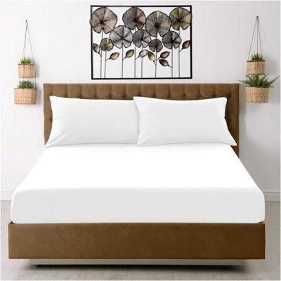 Gc Gaveno Cavailia Percale Deep Fitted Sheet Super King White Extra Deep Pocket 16 Inch (40 Cm) - image 1