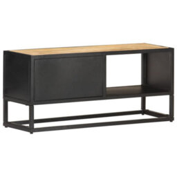 Berkfield Tv Cabinet With Carved Door 90X30X40 Cm Rough Mango Wood - thumbnail 6