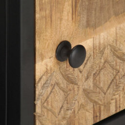 Berkfield Tv Cabinet With Carved Door 90X30X40 Cm Rough Mango Wood - thumbnail 3
