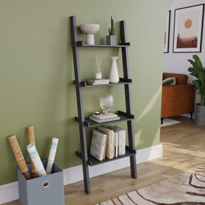Lassic Vida Designs York Black 4 Tier Ladder Bookcase Freestanding Open Shelf (H)1540mm (W)560mm (D)290mm - image 1