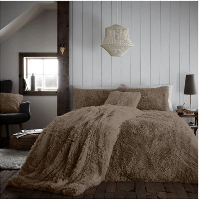 Gc Gaveno Cavailia Hug & Snug Teddy Fleece Double Mink Duvet Cover With Matching Pillowcase Warm Fluffy Soft & Cosy Bedding Set - image 1