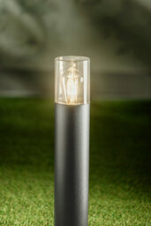 CGC Lighting Cgc Dark Grey Anthracite Outdoor 0.5M Post Bollard Light Smoked Diffuser Modern Garden Patio Outside Driveway Path Terrace E27 - thumbnail 3
