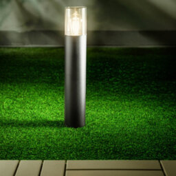 CGC Lighting Cgc Dark Grey Anthracite Outdoor 0.5M Post Bollard Light Smoked Diffuser Modern Garden Patio Outside Driveway Path Terrace E27