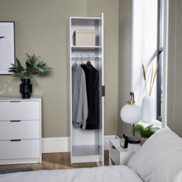 Home Source Phoenix 1 Door Wardrobe Storage White Bedroom Furniture - thumbnail 4