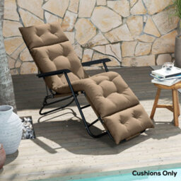 Outsunny Sun Lounger Cushion Only, Garden Lounge Chair Cushion, Khaki - thumbnail 1