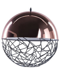 Beliani Aurora Lighting 1-Light Globe Pendant Copper Top With Black Openwork Frame, Modern Gloss Finish, 35Cm Diameter - thumbnail 2