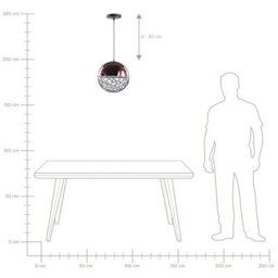 Beliani Aurora Lighting 1-Light Globe Pendant Copper Top With Black Openwork Frame, Modern Gloss Finish, 35Cm Diameter - thumbnail 6