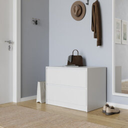 Urbn-Living Urbnliving 60Cm Height 2 Drawer White Chest Dresser Sideboard Storage Cabinet Unit W/ Adjustable Feet Bedroom - thumbnail 3