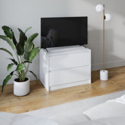 Urbn-Living Urbnliving 60Cm Height 2 Drawer White Chest Dresser Sideboard Storage Cabinet Unit W/ Adjustable Feet Bedroom - thumbnail 2
