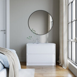 Urbn-Living Urbnliving 60Cm Height 2 Drawer White Chest Dresser Sideboard Storage Cabinet Unit W/ Adjustable Feet Bedroom - thumbnail 4
