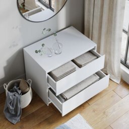 Urbn-Living Urbnliving 60Cm Height 2 Drawer White Chest Dresser Sideboard Storage Cabinet Unit W/ Adjustable Feet Bedroom - thumbnail 5