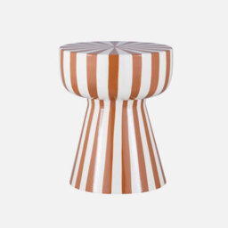 Sweeek - Side Table Coffee Table Bedside Table Enamelled Steel Two-Tone Stripes Terracotta 34X34X41 Cm - Ziggy