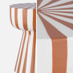 Sweeek - Side Table Coffee Table Bedside Table Enamelled Steel Two-Tone Stripes Terracotta 34X34X41 Cm - Ziggy - thumbnail 2