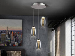 Luminosa Lighting Luminosa Nebula Integrated Led 3 Light Crystal Cluster Drop Ceiling Pendant Chrome - Uk Stock - thumbnail 1