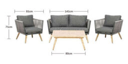 Primrose Living 4 Seater Luxury Lifestyle Rattan Rope Detail Garden Sofa Chair Set With Coffee Table - thumbnail 9
