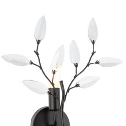 Happy Homewares Modern Birch Matte Black Wall Lighting Fixture With Transparent Acrylic Leaves - thumbnail 4